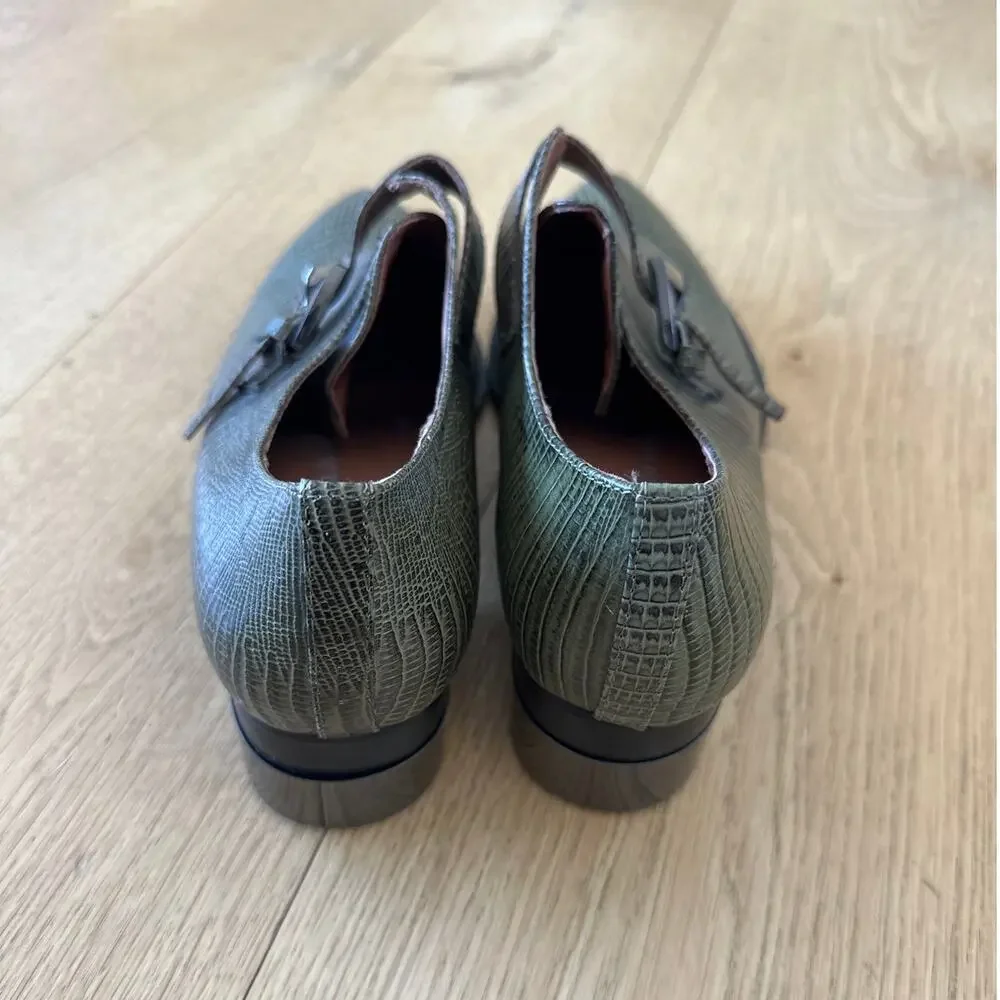 Jeffrey Campbell - Ibiza Snakeskin Print Western Style Leather Shoes in Green - Picture 5 of 7